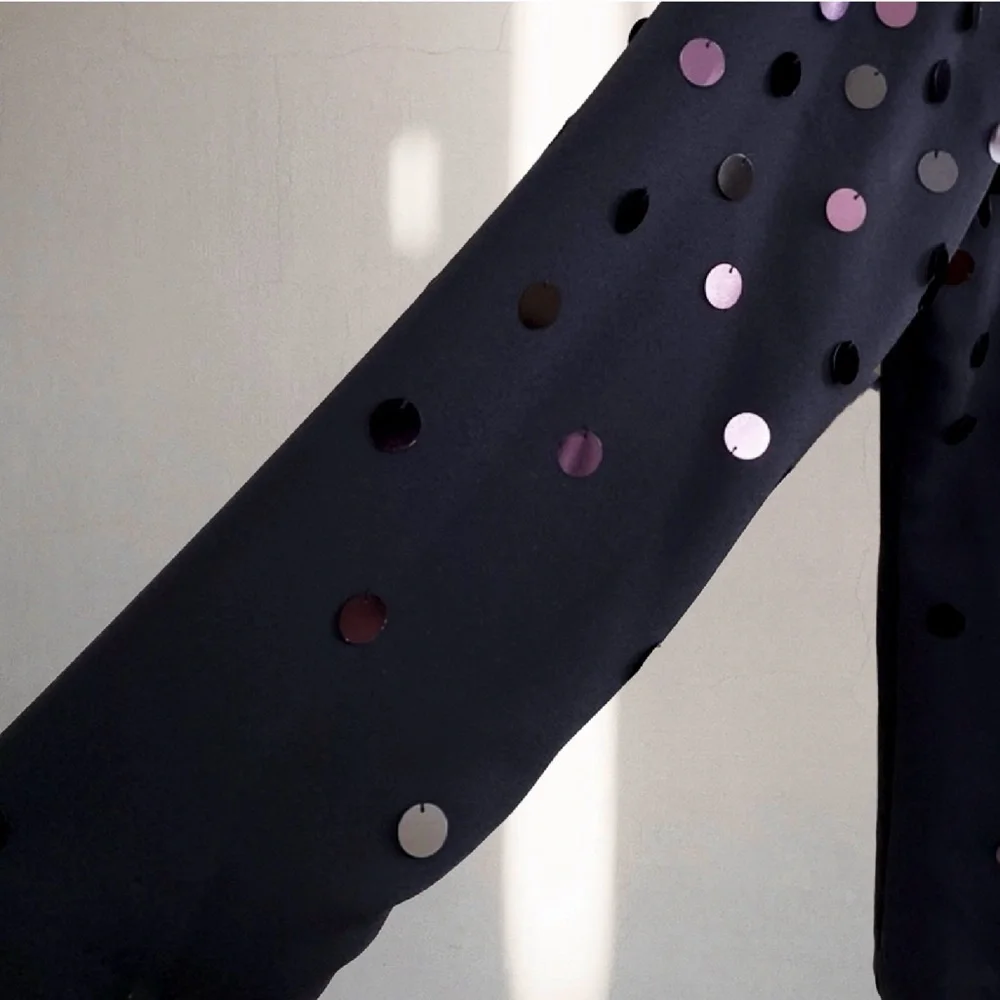 NWT Alfani Black/Gilded Plum Sequin Embellished Top - Picture 12 of 12